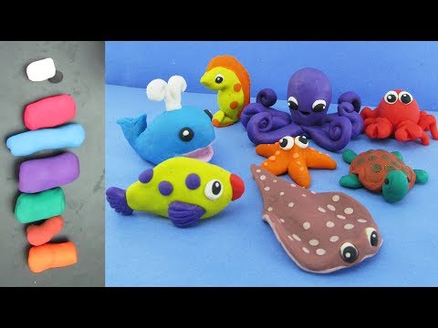 How To Make Clay Sea Animals + Learning The Names Of Sea Animals | Clay Modeling Projects 2