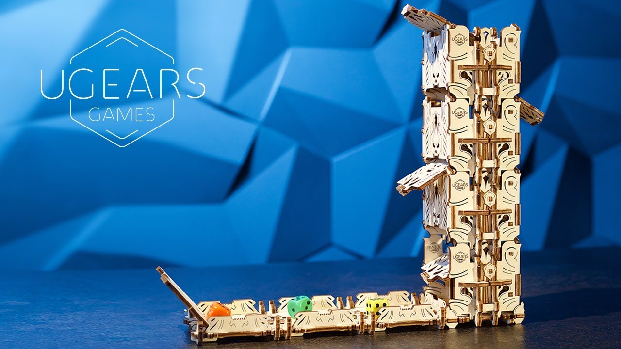 Ugears 3D dřevěné mechanické puzzle Věž pro hry s kostkami