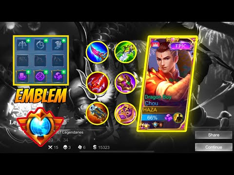 CHOU TOP GLOBAL EMBLEM SET 2022 AND BUILD DAMAGE!! | CHOU NEW META GAMEPLAY | MOBILE LEGENDS