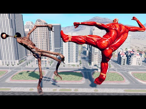 Сolossal Titan vs Siren Head - Animation Horror Short Film |  | Attack On Titan & Fight In Real Life