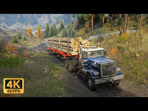 Logging on muddy roads - Pacific P512 PF - SnowRunner 4k (No Commentary)