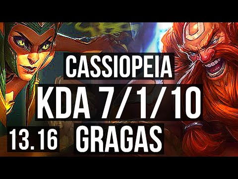 CASSIOPEIA vs GRAGAS (MID) | 7/1/10, 1100+ games, 1.5M mastery | EUW Grandmaster | 13.16