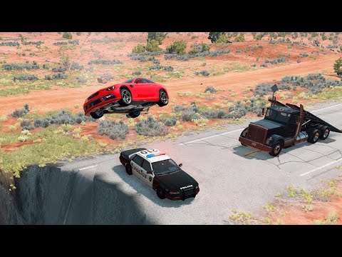 Cars and Ramp Truck Vs Giant Pit - BeamNG.Drive