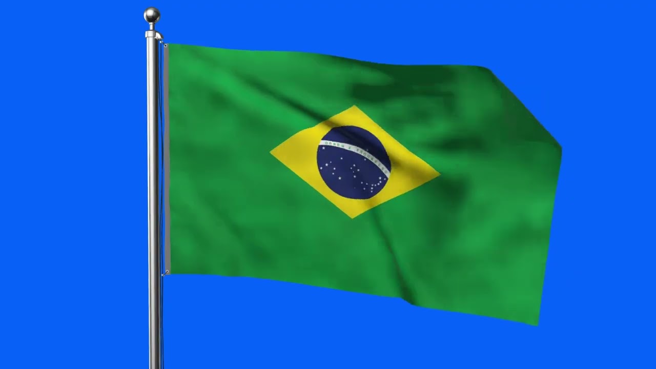 BRAZIL FLAG ANIMATION GREEN SCREEN (4K LOOP VIDEO)