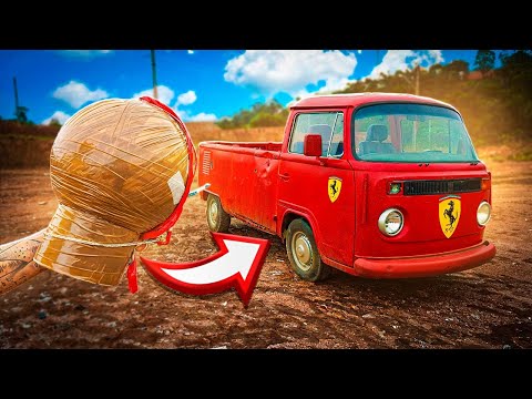 8-gun mortar inside a van