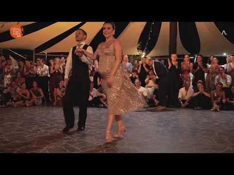  Yanina Quiñones  and  Neri Piliu  are  dancing  to  the  nontraditional song  "  Los Pajaros Perdidos  "  by  Astor Piazzolla  at  Catania Tango Festival  in  2019