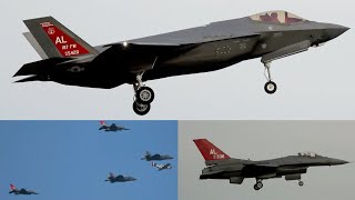 First F-35A Alabama Red Tail Keeping the Heritage Alive: Special Fly-over  F-16C ,P-51, and more