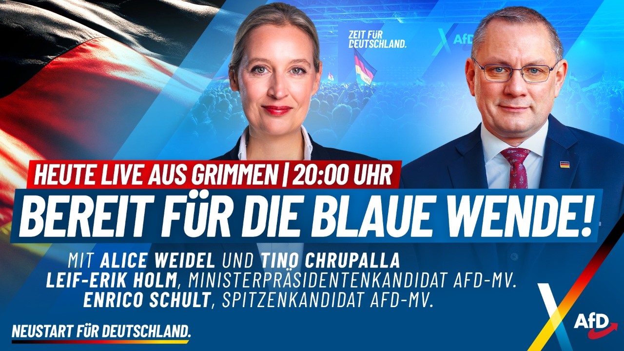 Live aus Grimmen: Alice Weidel und Tino Chrupalla in Mecklenburg-Vorpommern