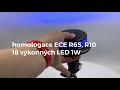 Modrý LED maják 12/24V - 18x 1W LED / na hrot alebo držiak ECE R65 (ø112 x 140 mm) - Video Youtube