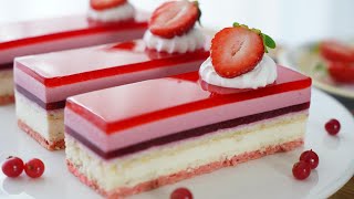 Beautiful Strawberry Cake / 딸기 케이크에 이것 넣으면 더 맛있어집니다. / 컵 계량 / 딸기 젤리