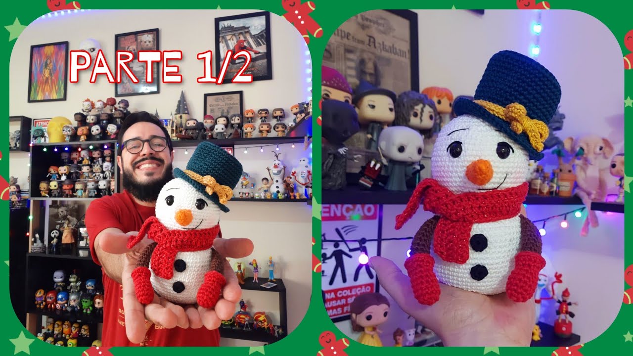 Boneco de Neve Amigurumi Passo a Passo - Natal - ( Parte 1/2 ) #tiagoamigurumi