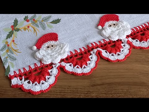 Pano de Prato para o Natal / Bico de crochê para o Natal