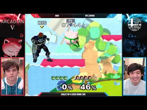 Arcadian 5 - Nako (Puff) vs. HFFC | Mithos (Ganon) - Singles Top 8 Losers Round 1 - Smash Melee