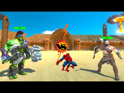 SUPERHERO TOURNAMENT FIGHT in DINOSAURS ARENA - Animal Revolt Battle Simulator
