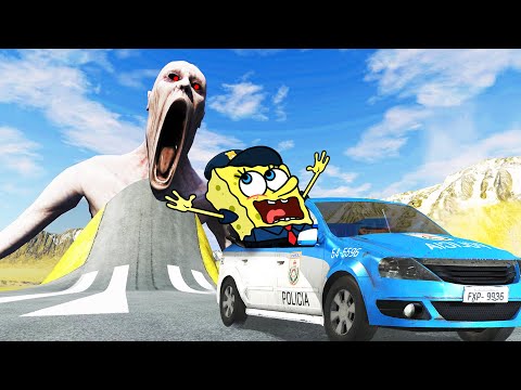 Spongebob Escape From The Shy Guy SCP 096  | Epic High Speed Jumps 🚓 BeamNG Drive Car Crashes