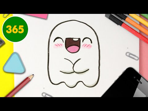 COMMENT DESSINER FANTÔME KAWAII ÉTAPE PAR ÉTAPE – Dessins kawaii facile - Comment dessiner halloween