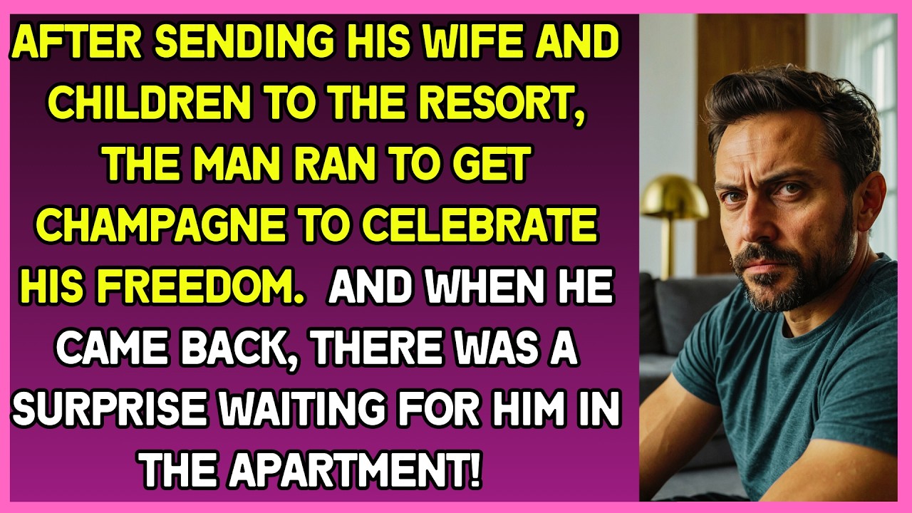 After sending his family to the resort, the man decided to celebrate his freedom. Cheating story.