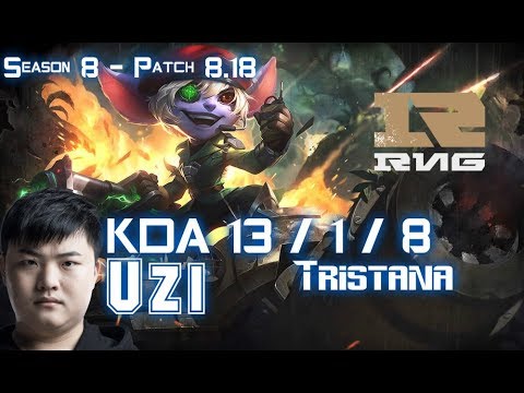 RNG Uzi TRISTANA vs YASUO ADC - Patch 8.18 KR Ranked