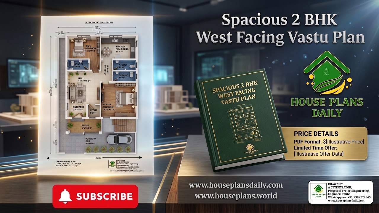 Spacious 2 BHK West Facing Vastu Plan | Modern Home Design