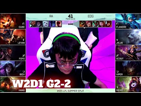 EDG vs RA - Game 2 | Week 2 Day 1 LPL Summer 2021 | Edward Gaming vs Rare Atom G2