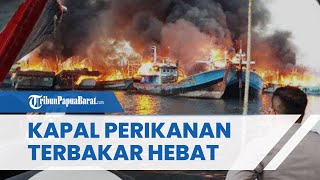 Detik-detik Belasan Kapal Perikanan Terbakar Hebat di Pelabuhan Pelindo Tegal