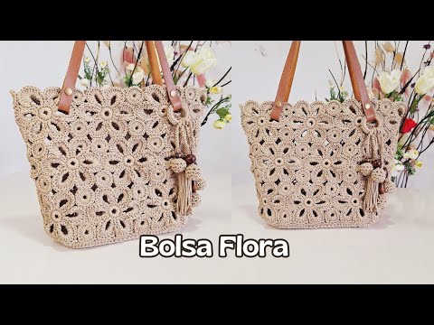 CROCHET BAG MADE WITH SUPER STYLISH AND EASY TO MAKE FLOWERS (Flora bag)