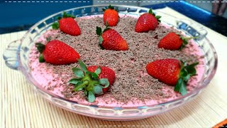 MOUSSE DE MORANGO FEITO COM IORGUTE NATURAL l SOBREMESA RÁPIDA