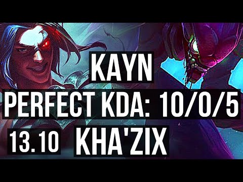 KAYN vs KHA'ZIX (JNG) | 10/0/5, 66% winrate, Legendary | KR Grandmaster | 13.10