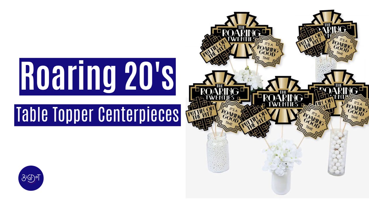 Roaring '20s - 1920s Art Deco Jazz Party Centerpiece Sticks - Table Toppers | Big Dot of Happiness