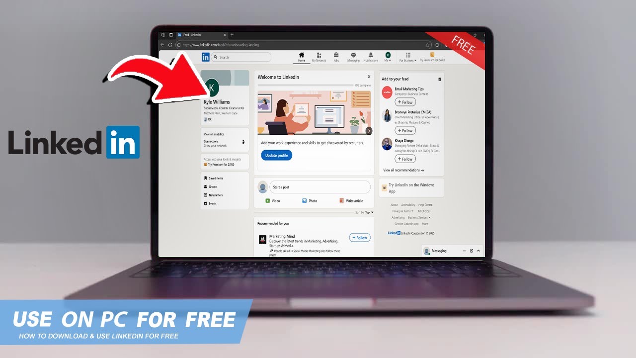 LinkedIn displayed on a desktop computer screen