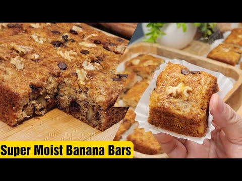 Super moist banana bars recipe | east banana bars| Bake N Roll