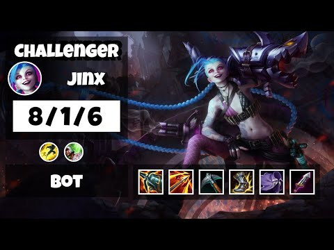 Jinx Gameplay Challenger Replay S11 - 11.6 Bot Lane (8/1/6) - KOREAN