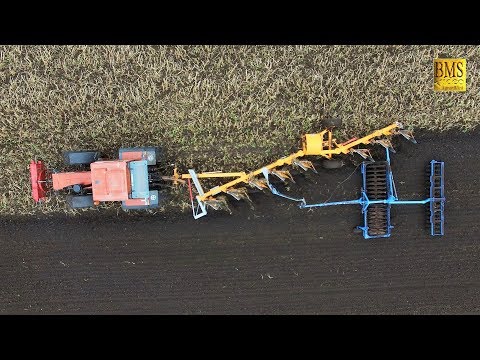 Fiat Fiatagri 180-90 Traktor zieht 8 Schar Drehpfug + Packer problemlos furrow plow Pflügen on land