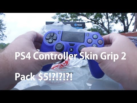 $5 YoUse PS4 Sony PlayStation 4 Controller Blue Skin Grip 2 Pack unboxing review test