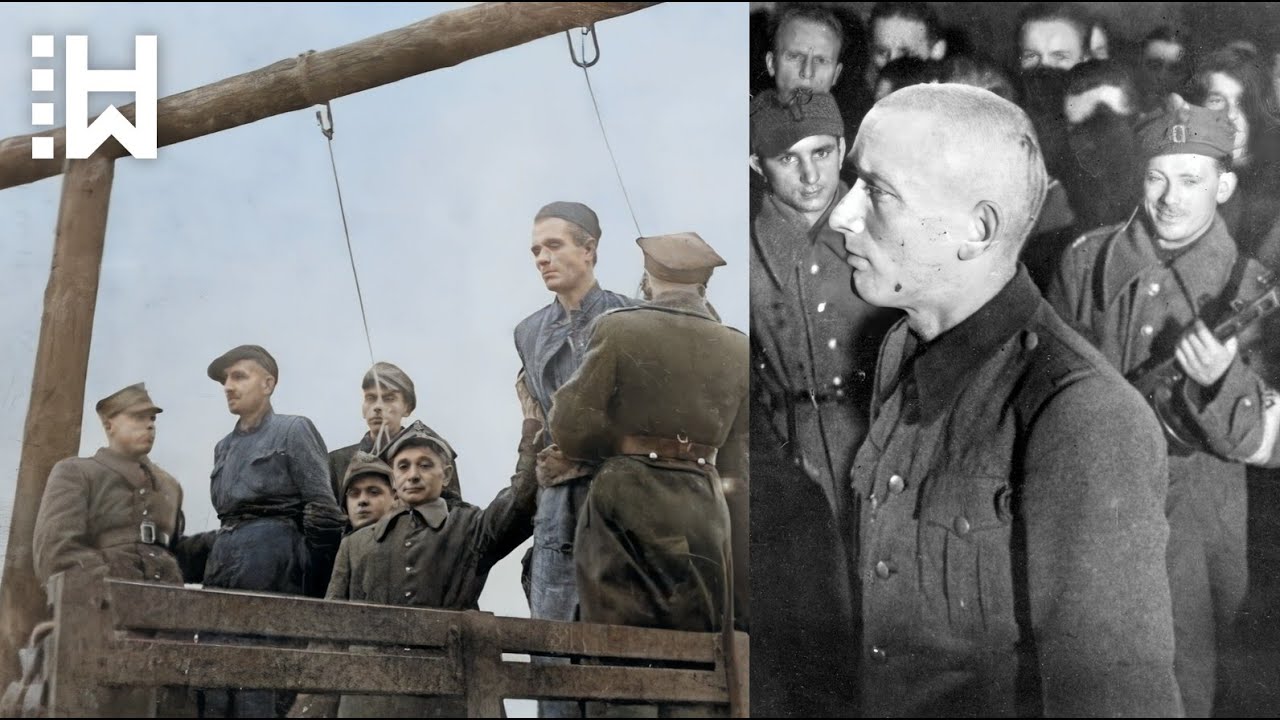 Mass public execution of Nazis whom enraged crowd wanted to tear to pieces