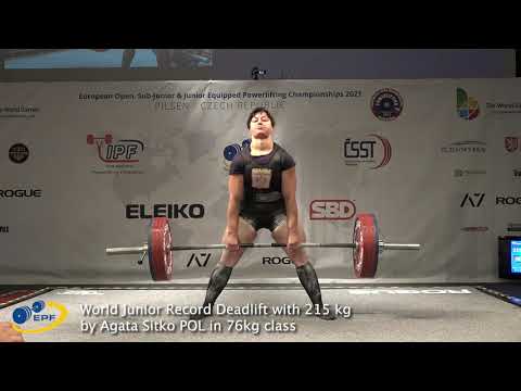 World Junior Record Deadlift with 215 kg by Agata Sitko POL in 76kg class