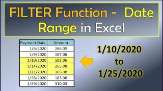 Filter Function Date Range Criteria in Excel