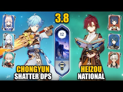 Chongyun Shatter DPS & Heizou National Team | Spiral Abyss 3.8/4.0 Floor 12 9 Stars | Genshin Impact