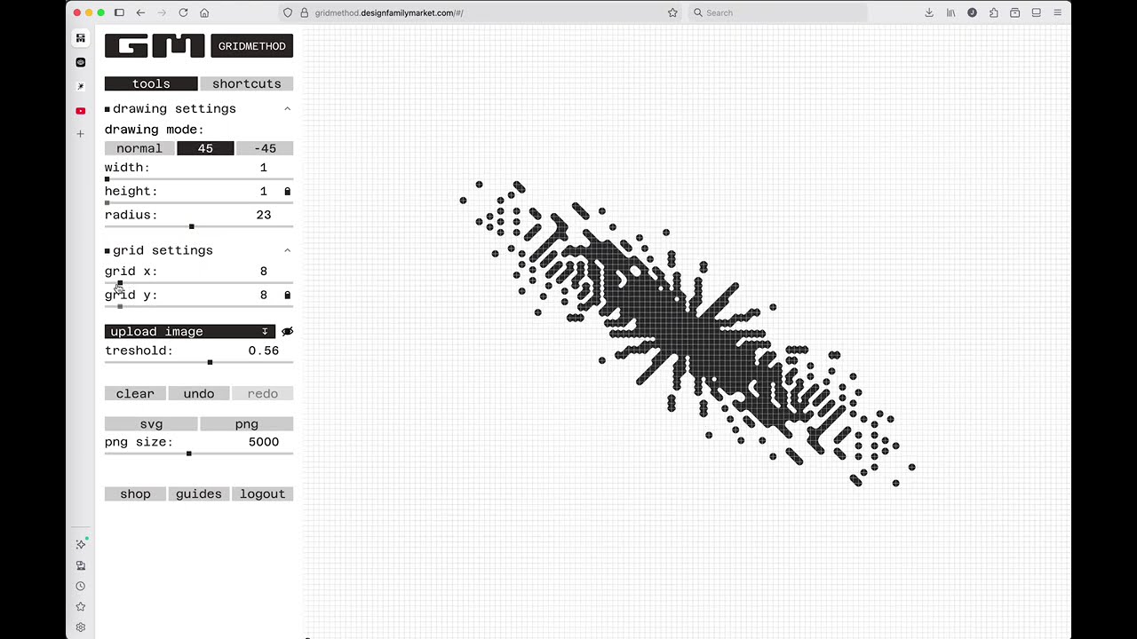 Grid Method Tool - Rounded Pixel to Vector SVG. Background Image