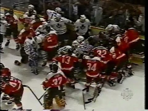 Toronto Maple Leafs vs Calgary Flames Bench Clearing Brawl 1996