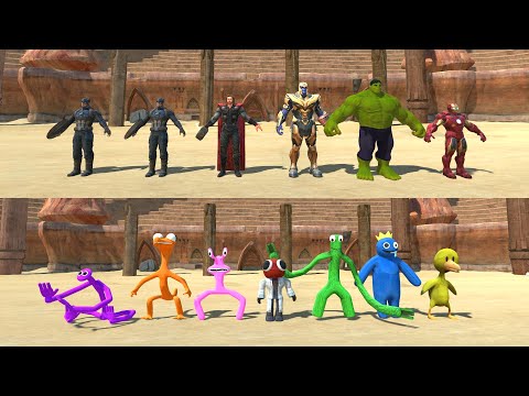 Which Team Will Win? Team Rainbow Friends vs Team Avengers - Animal Revolt Battle Simulator