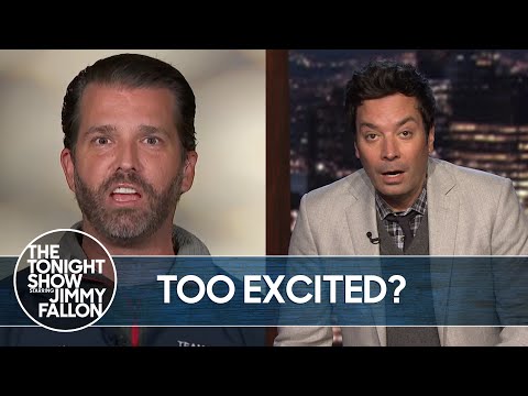 小唐納德-特朗普在福克斯新聞採訪中有點太激動了｜《今夜秀》。 (Donald Trump Jr. Gets a Little Too Excited in Fox News Interview | The Tonight Show)