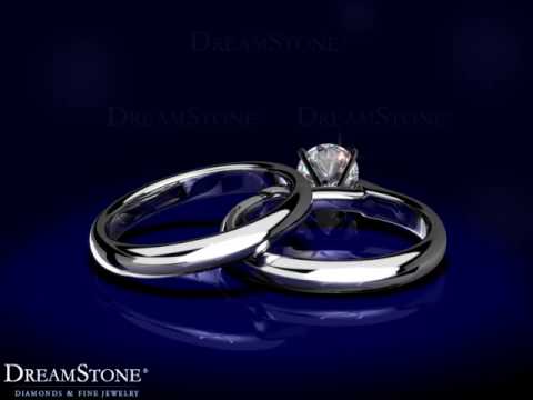 Cathedral Engagement Ring Setting with Matching Band in 18k White Gold