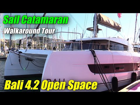 2022 Bali 4.2 Open Space Sail Catamaran - Walk Through Tour - 2022 Miami Boat Show