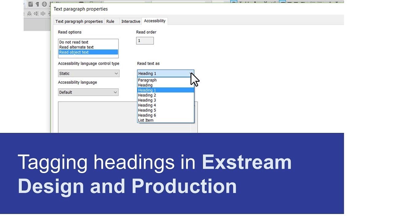 Tagging headings | OpenText Exstream 16 Design and Production
