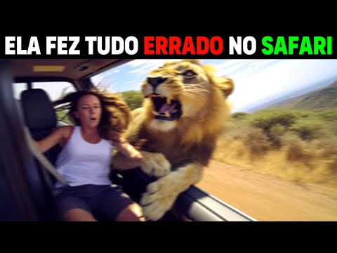Woman is DRAGGED out of car on Safari by lion...