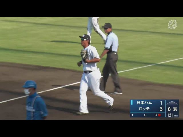 【ファーム】マリーンズ・西川僚祐がファールゾーンネット際の打球をナイスキャッチ!! 2022年6月28日 千葉ロッテマリーンズ 対 北海道日本ハムファイターズ