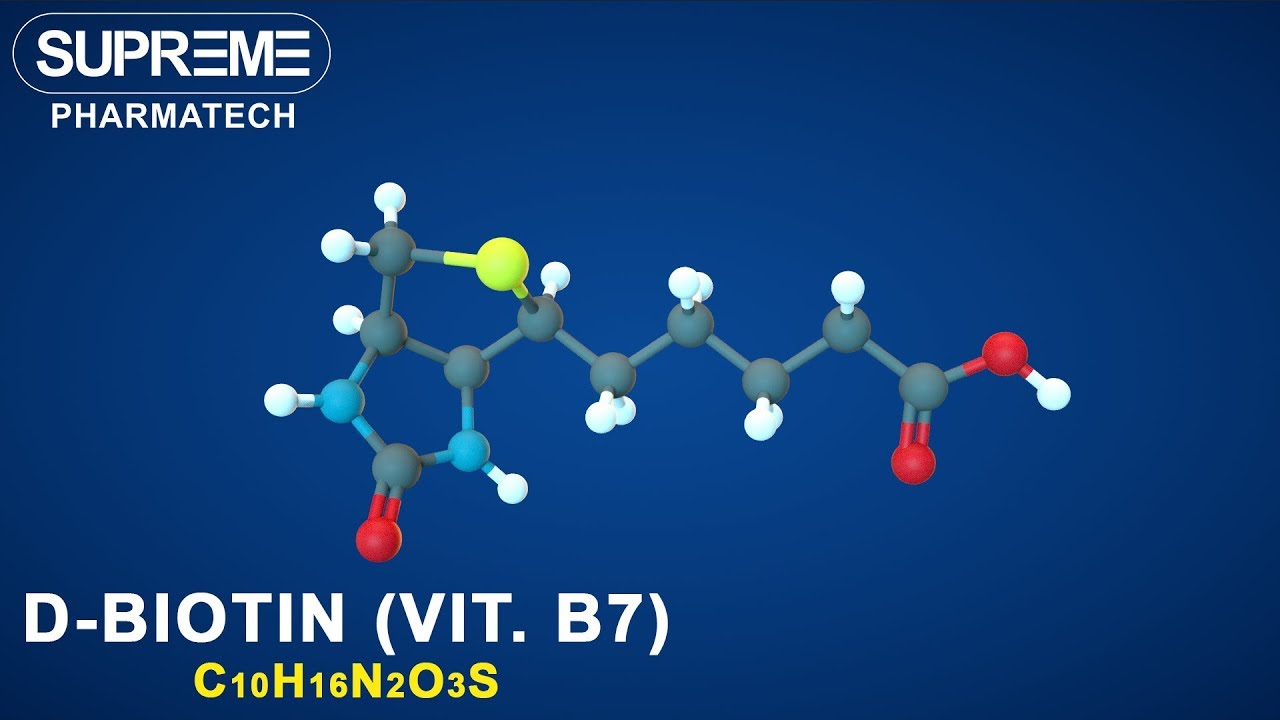 D-Biotin (vitamin B7) | C10H16N2O3S | 3D molecule