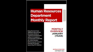 HR Department Monthly Report: HR Analysis & Metrics, HR Monthly Review, Monthly Briefing Template