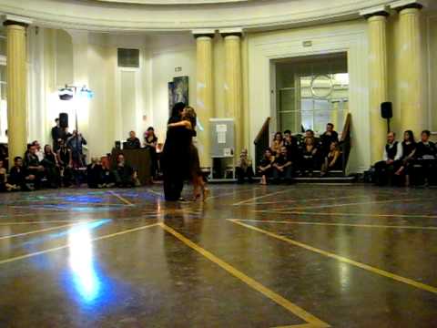  Sebastian Arce  and  Mariana Montes  are  dancing  to  the  milonga  "  Milonga De Mis Tiempos  "